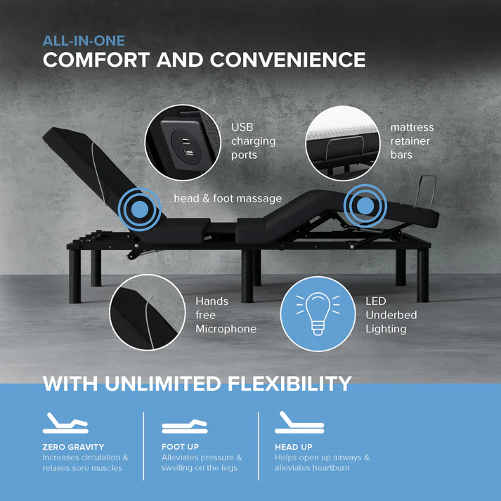 Vyro SmartBase Pro SBKDP2 — Adjustable Base with USB & LED